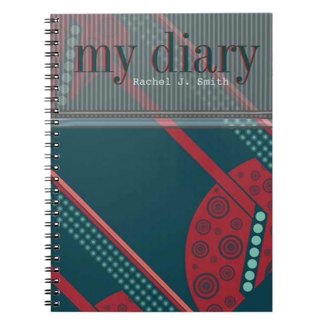 Carnet de journal turquoise Red Modern Abstrait Cu (Devant)