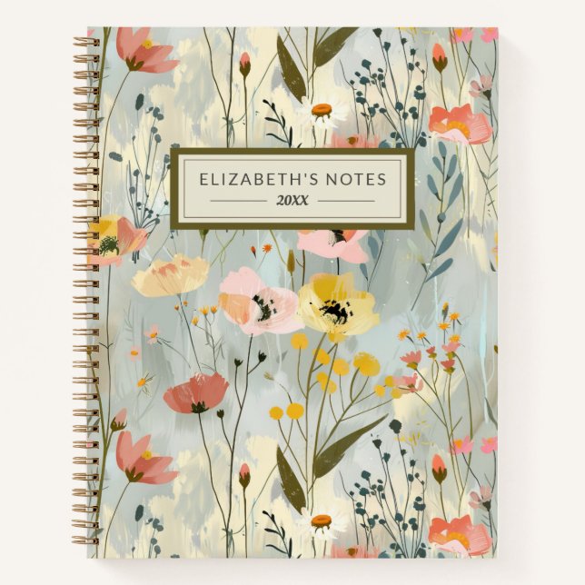 Carnet de la feuille Monogramme de motif floral pe (Devant)