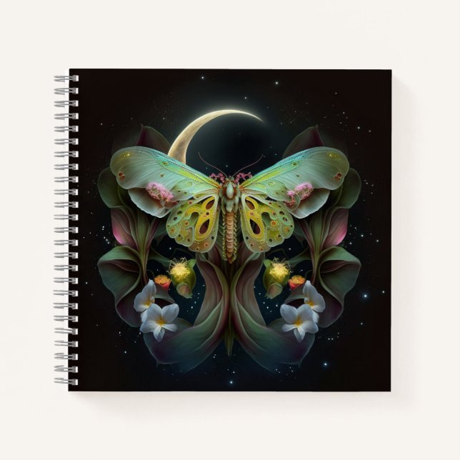 Carnet de la lune et des fleurs de style bohémien (Devant)