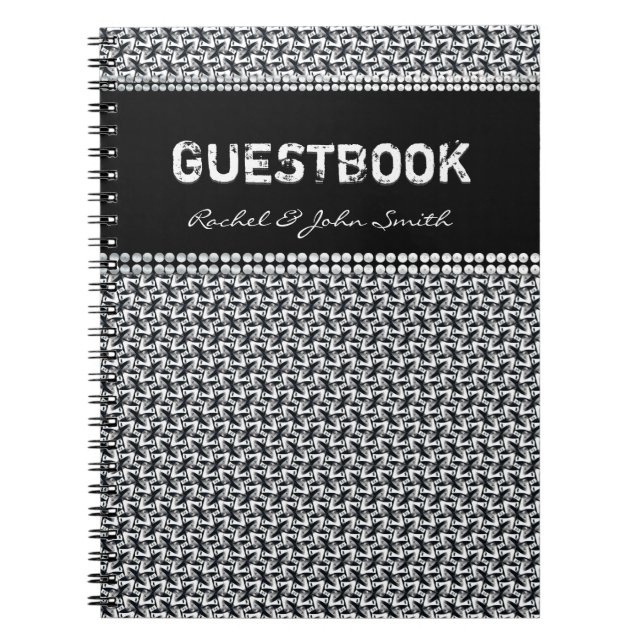 Carnet de livre d'or motif noir Batika (Devant)