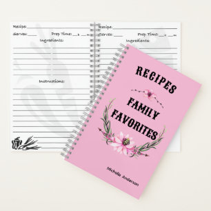 Carnet de l'organisateur de recettes personnalisé 