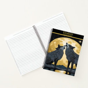Carnet De majestueux loups font une sérénade au clair de