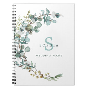 Carnet de mariage à monogramme botanique d'eucalyp