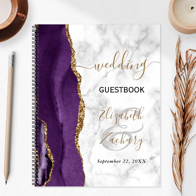 Carnet de mariage Agate Géode Violet Marbre Or (Créateur téléchargé)