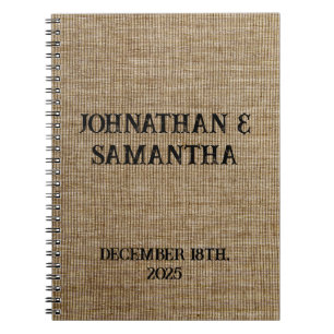Carnet de mariage rustique personnalisé – Burlap