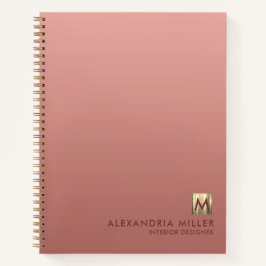 Carnet de monogramme or rose personnalisé
