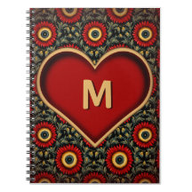 Carnet de monogramme Vintage coeur rouge personnal