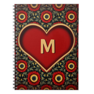 Carnet de monogramme Vintage coeur rouge personnal