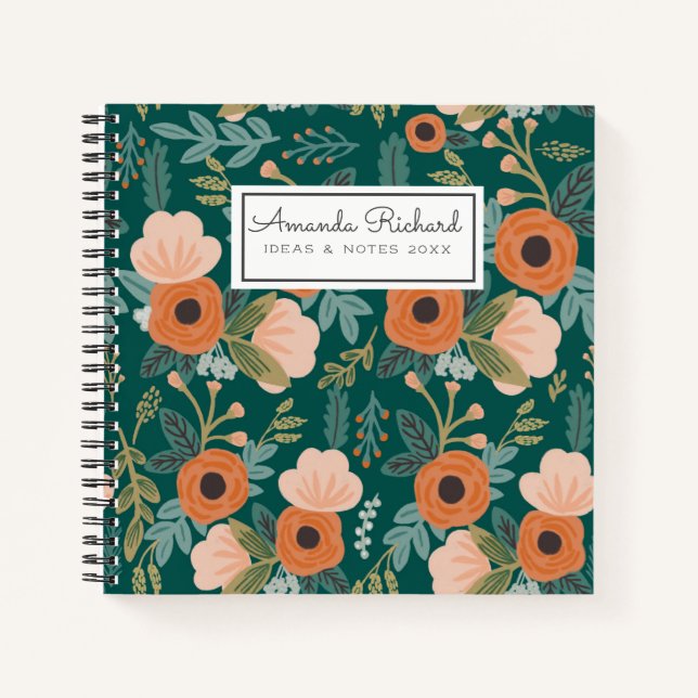 Carnet de Motif blanc vert Roses rouges (Devant)