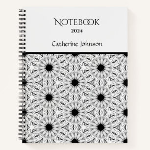 Carnet de motif de fleurs noir et blanc