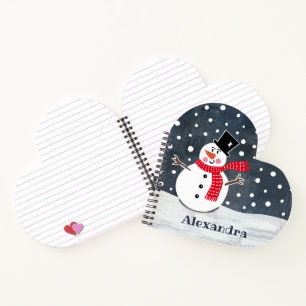 Carnet de Noël personnalisé de bonhomme de neige