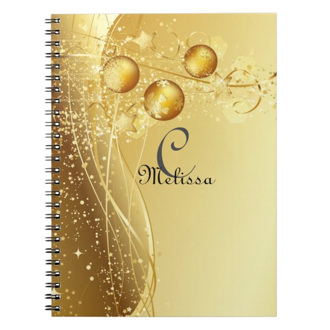 Carnet de nom de monogramme personnalisé Gold Cele (Devant)