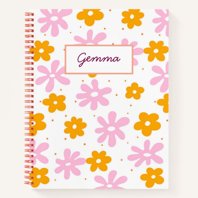 Carnet de nom floral personnalisable (Devant)