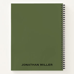 Carnet de nom personnalisé à main gauche vert oliv