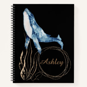 Carnet de nom personnalisé de la baleine bleue