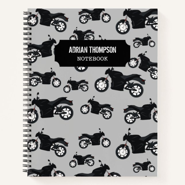 Carnet de nom personnalisé du Motif moto (Devant)