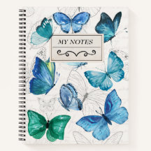 Carnet de nom personnalisé papillon vintage