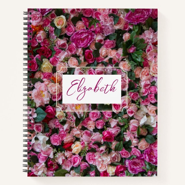 Carnet de nom personnalisé Pink Rose Rose Rose (Devant)
