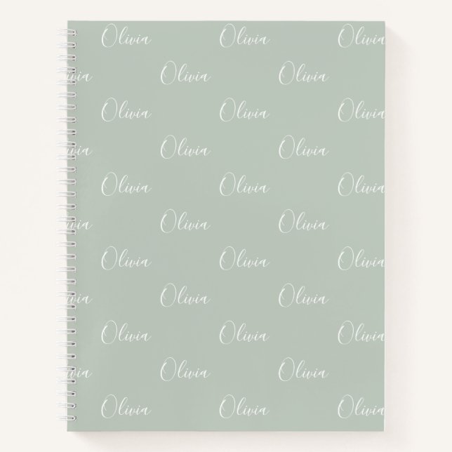 Carnet de nom personnalisé Sage Green (Devant)