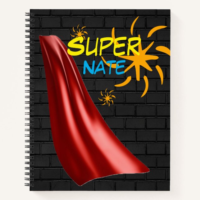 Carnet de nom personnalisé super-héros (Devant)