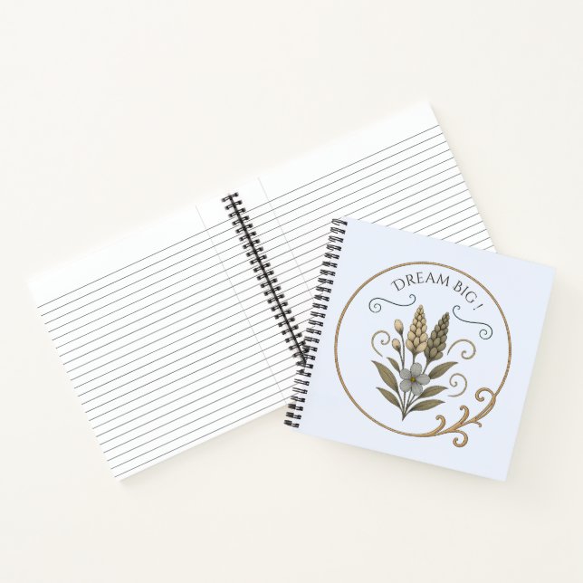 Carnet de note, floral, élégant, Dream big. (Intérieur)