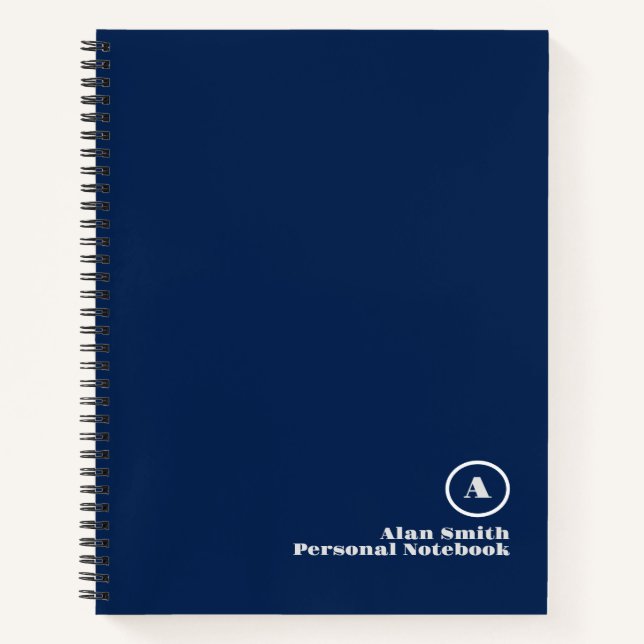 Carnet de notes à monogramme gris noir professionn (Devant)