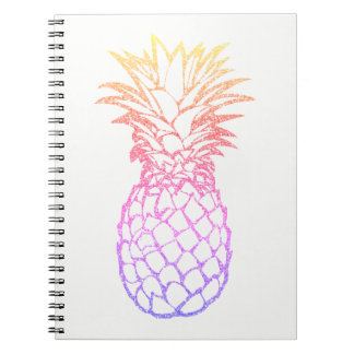 Carnet de notes à spirale blanc de Faux d'ananas