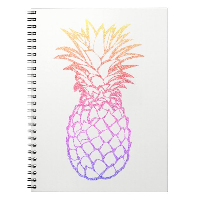 Carnet de notes à spirale blanc de Faux d'ananas (Devant)