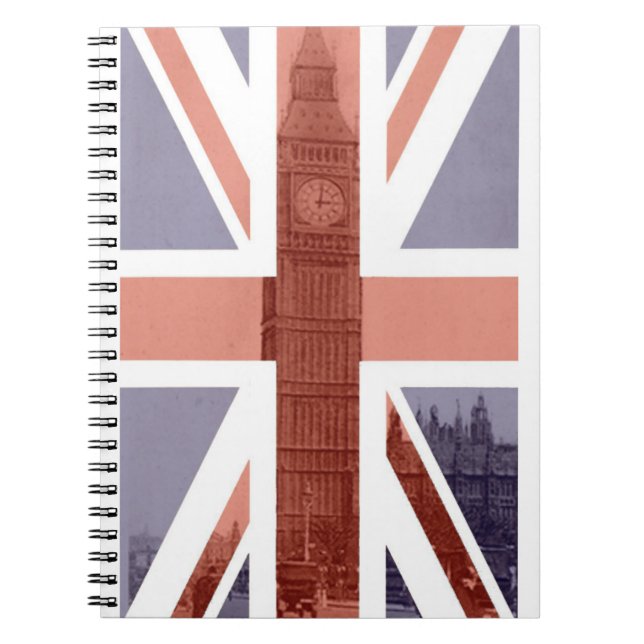 Carnet de notes à spirale de Big Ben de drapeau (Devant)