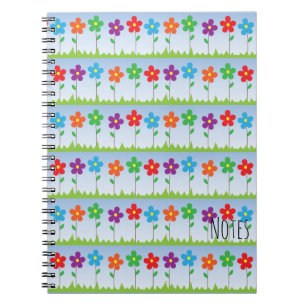 Carnet de notes à spirale de fleurs colorées