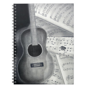 Carnet de notes à spirale de musique de guitare e