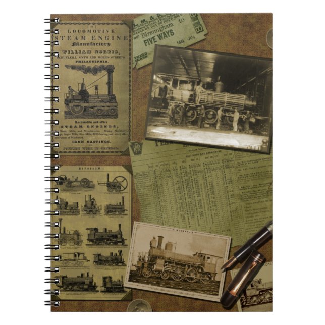 Carnet de notes à spirale locomotif vintage - 80 (Devant)