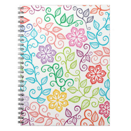 Carnet de notes à spirale personnalisé floral