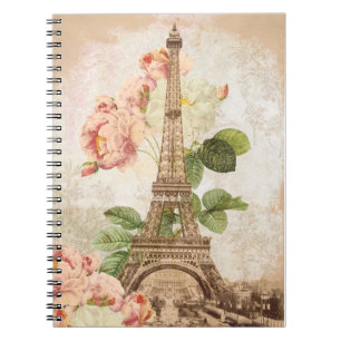 Carnet de notes à spirale romantique vintage de