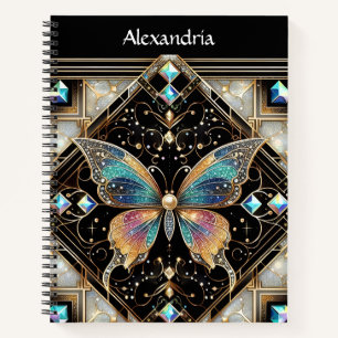 Carnet de notes Art déco papillon arc-en-ciel en s