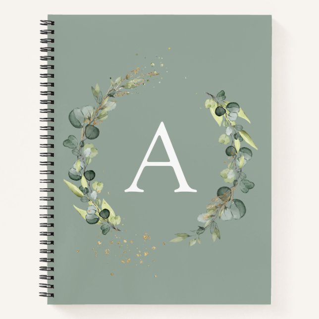 Carnet de notes botanique Monogram Eucalyptus Vert (Devant)