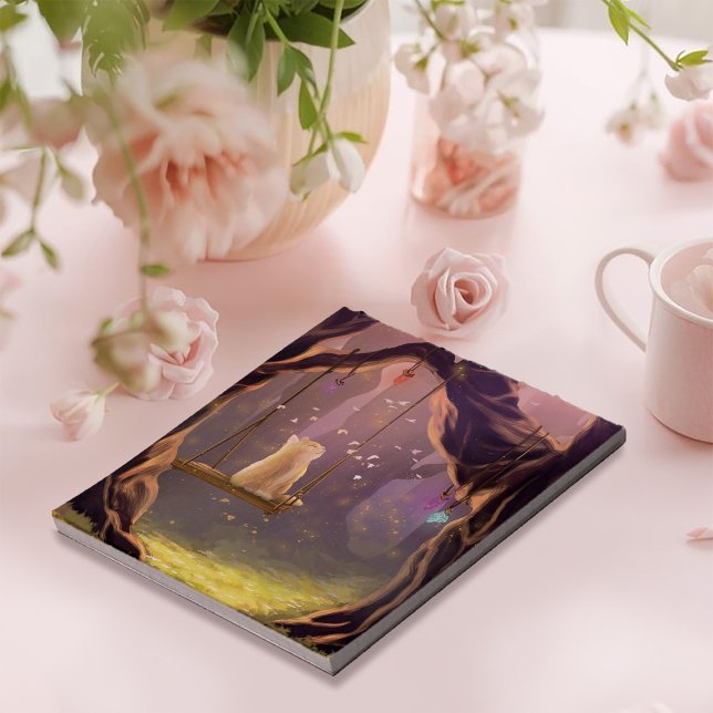 Carnet de notes Chat fantaisiste sur une balançoir (Créateur téléchargé)
