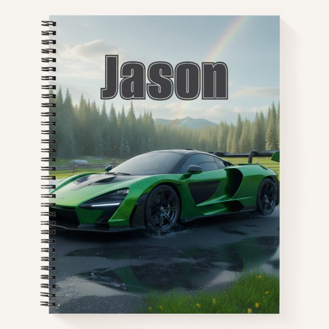 Carnet de notes Cool Car avec votre nom dessus (Devant)