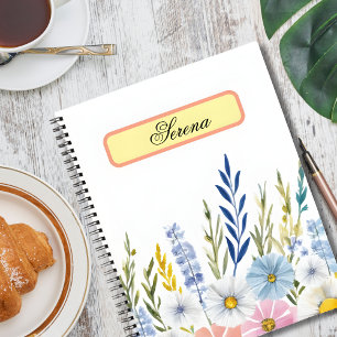 Carnet de notes élégant à fleurs à l'aquarelle