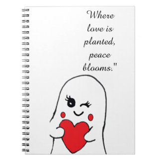 Carnet de notes en spirale avec citation d'amour d