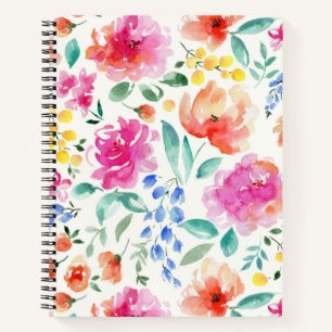 carnet de notes en spirale du jardin fleuri