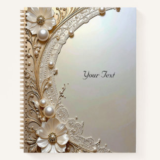 Carnet de notes Fleurs Blanches Modernes Perles