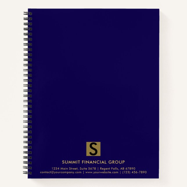 Carnet de notes Luxe Bleu Or Cadeau Professionnel (Devant)
