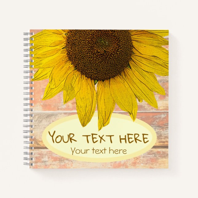 Carnet de  personnalisé de chevalet de tournesol (Devant)