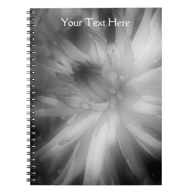 Carnet De Pétales De Fleur De Dahlia Noir Et Blanc (Devant)