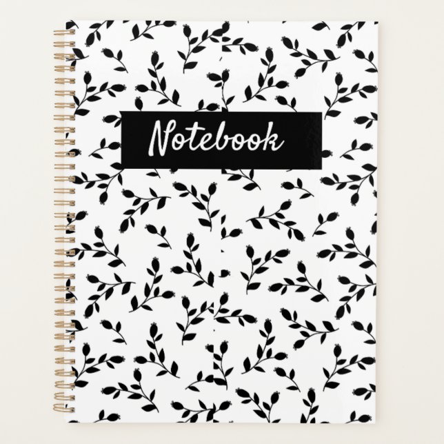 Carnet de planificateur à feuilles florales minima (Devant)
