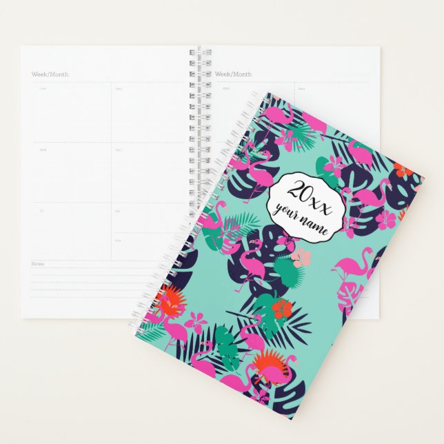 Carnet de planificateur de Flamants roses personna (Devant avec enveloppe)