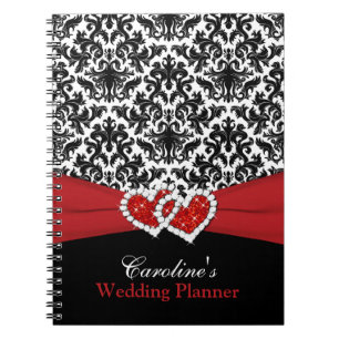 Carnet de planificateur Mariage damassé noir blanc