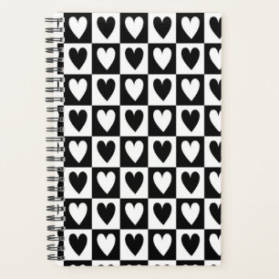 Carnet de planification d'amour à coeurs noirs et