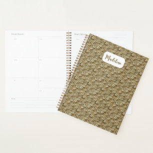 Carnet de planification floral doré non daté